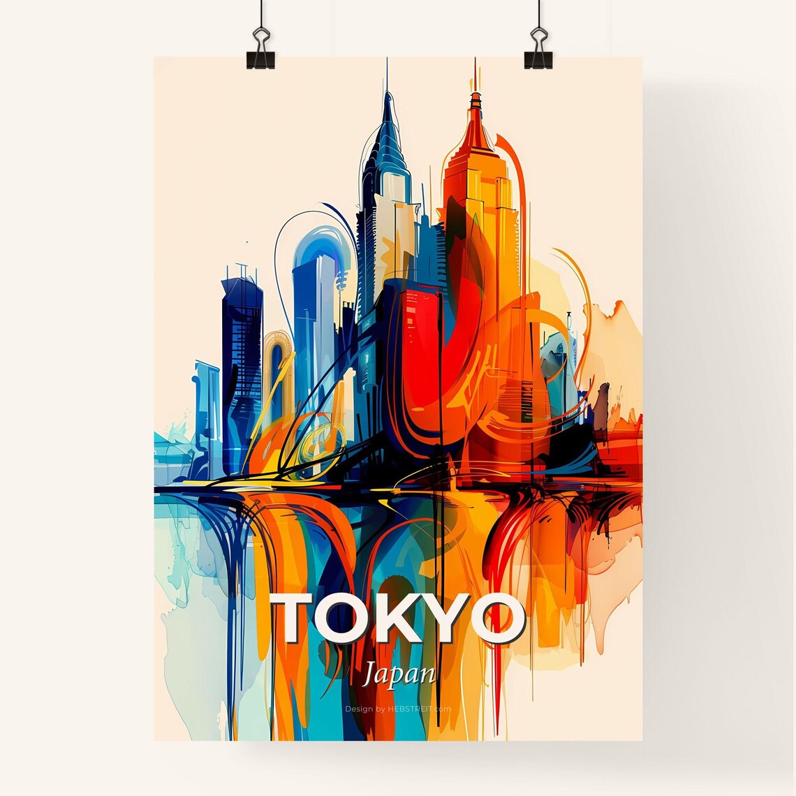 Tokyo Japan Colorful Abstract Skyscrapers Reflection Skyline Poster - Image 4