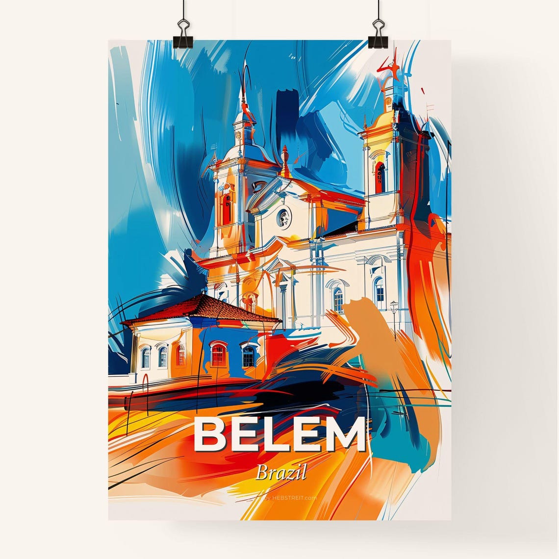 Vibrant Belem Brazil A Painting Of A Building Colorful Cities Paintings Customizable - Image 4