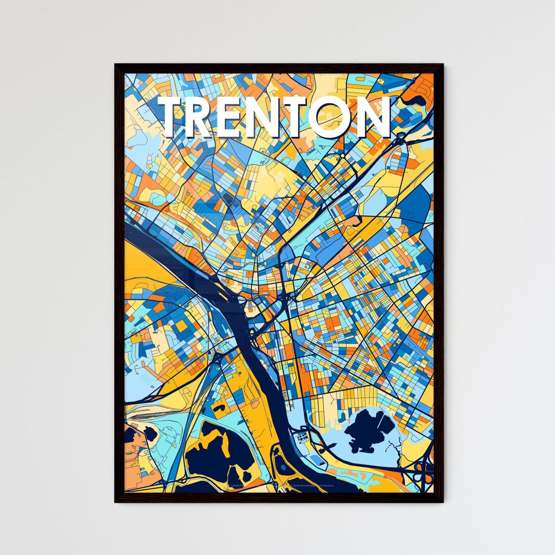 Trenton New Jersey City Map Poster Colorful Modern Home Wall Decor