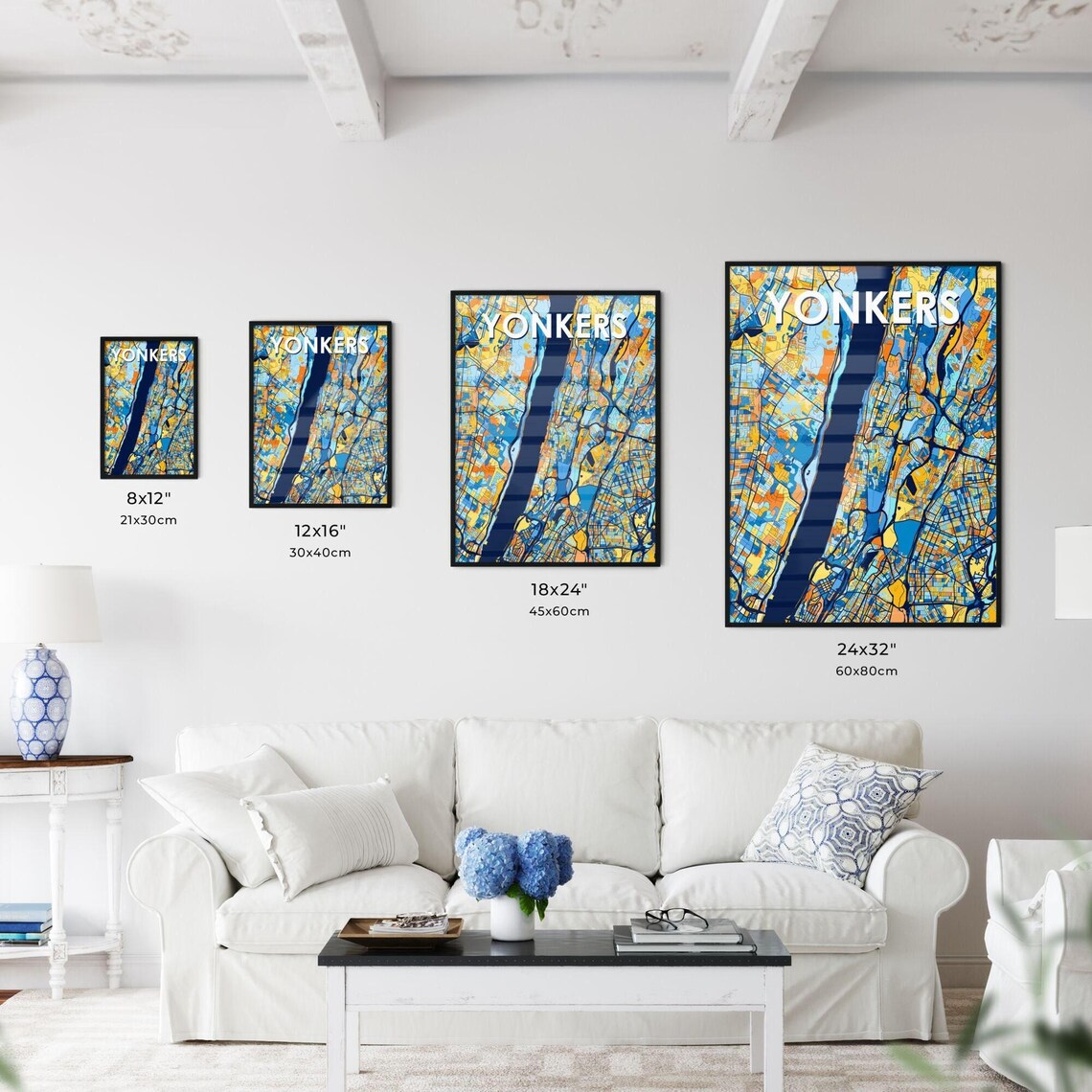 Yonkers New York Colorful Vibrant City Street Map Art Poster - Image 3