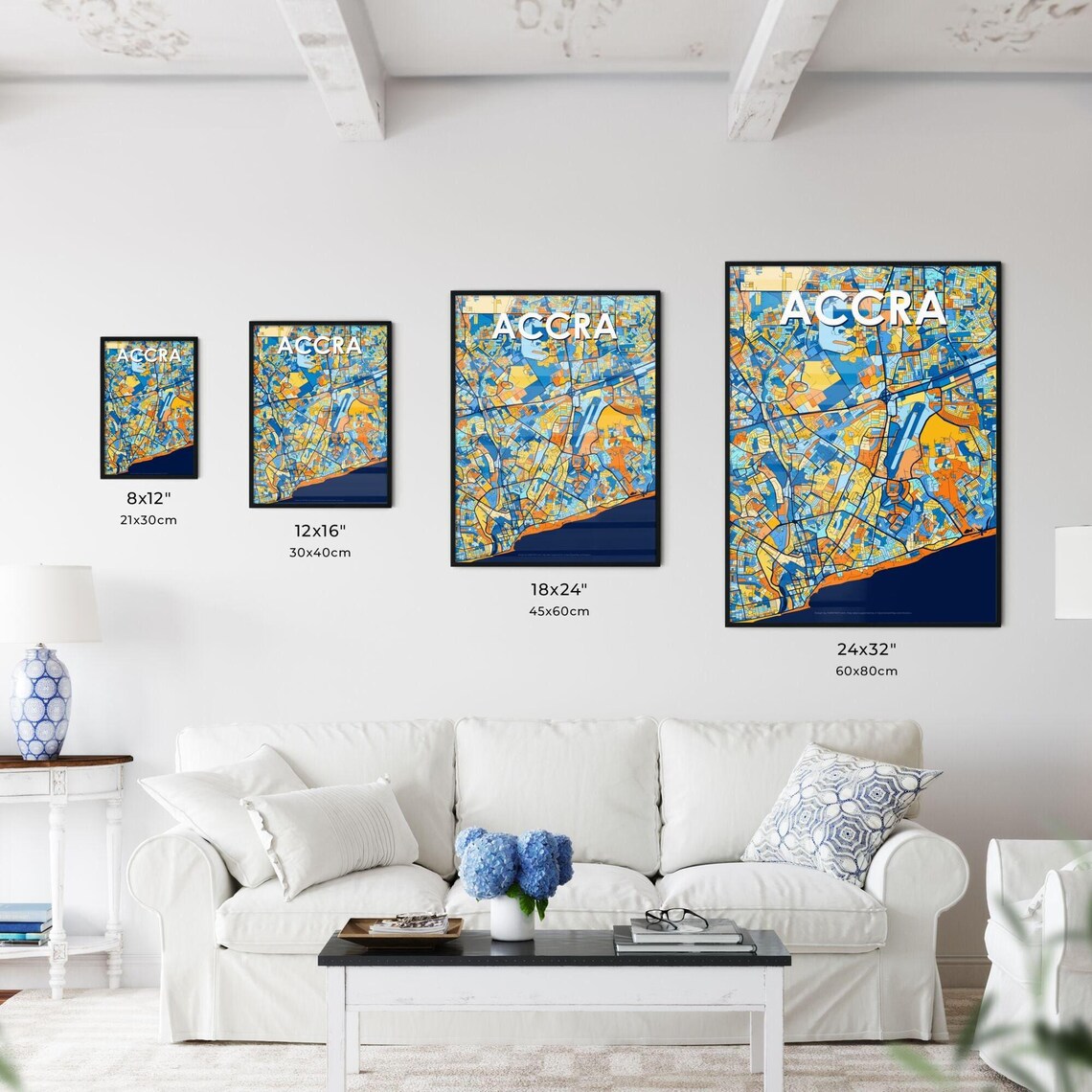 Accra Ghana Vibrant Coastal City Street Map Colorful Art Print - Image 3