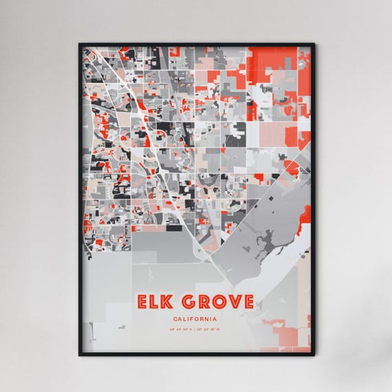 Elk Grove Ca Expressive Art Map Custom Poster