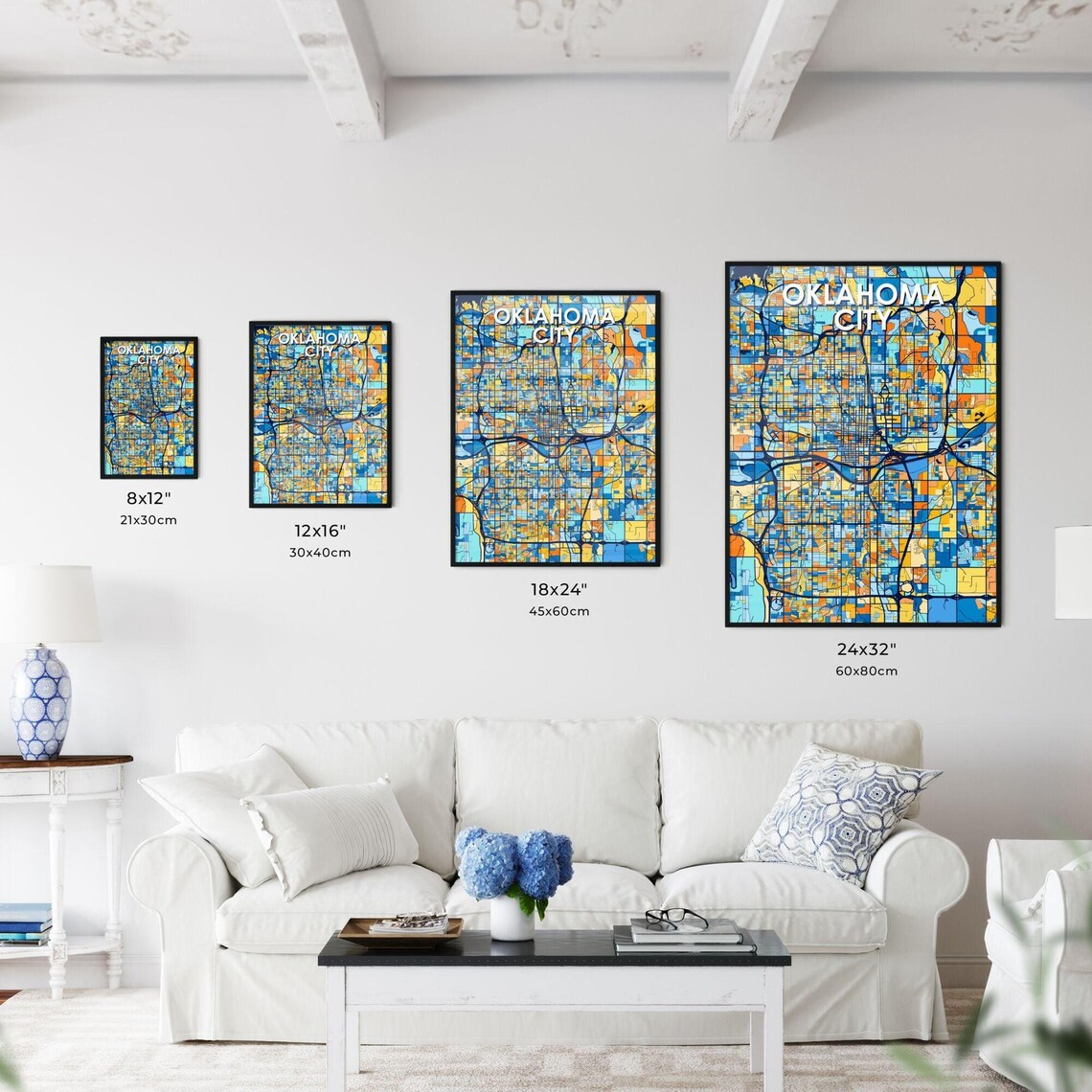 Oklahoma City Oklahoma Vibrant Colorful Mosaic City Street Map Art Poster - Image 3