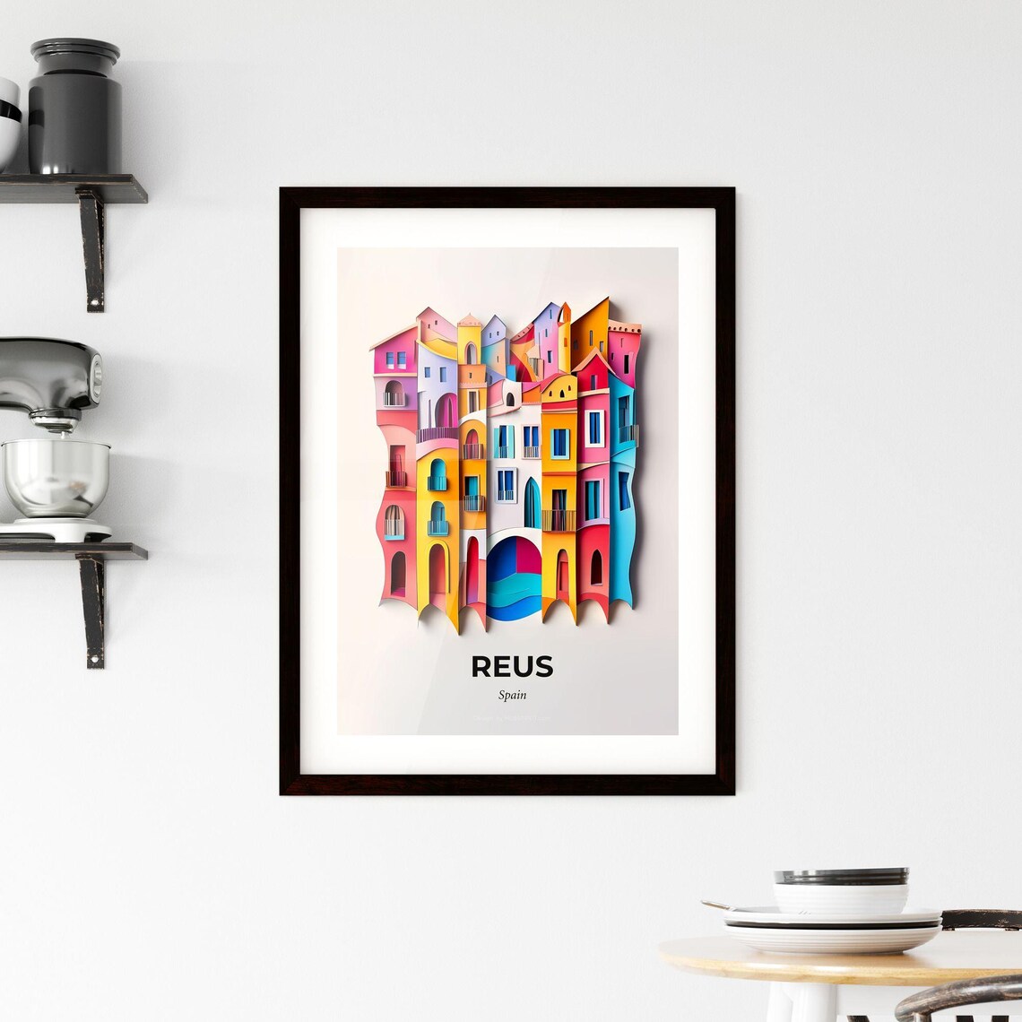 Reus Spain Colorful Paper Cut Mediterranean Houses Travel Poster - Image 2