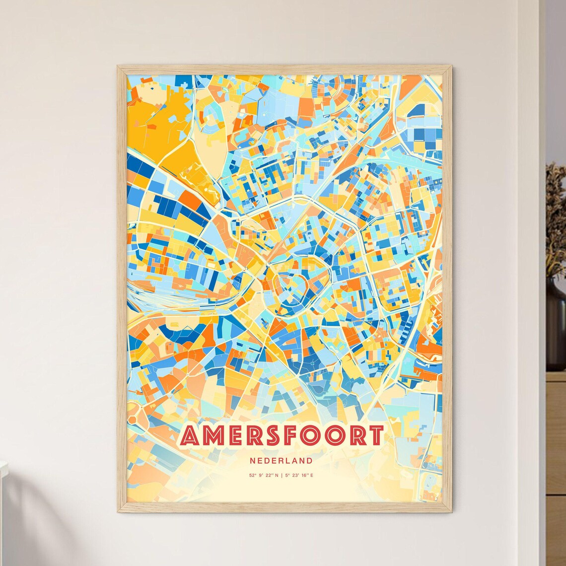 Amersfoort Netherlands Colorful Blue Orange City Map Poster Gift