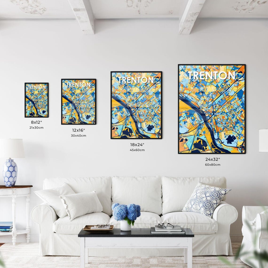 Trenton New Jersey City Map Poster Colorful Modern Home Wall Decor - Image 3
