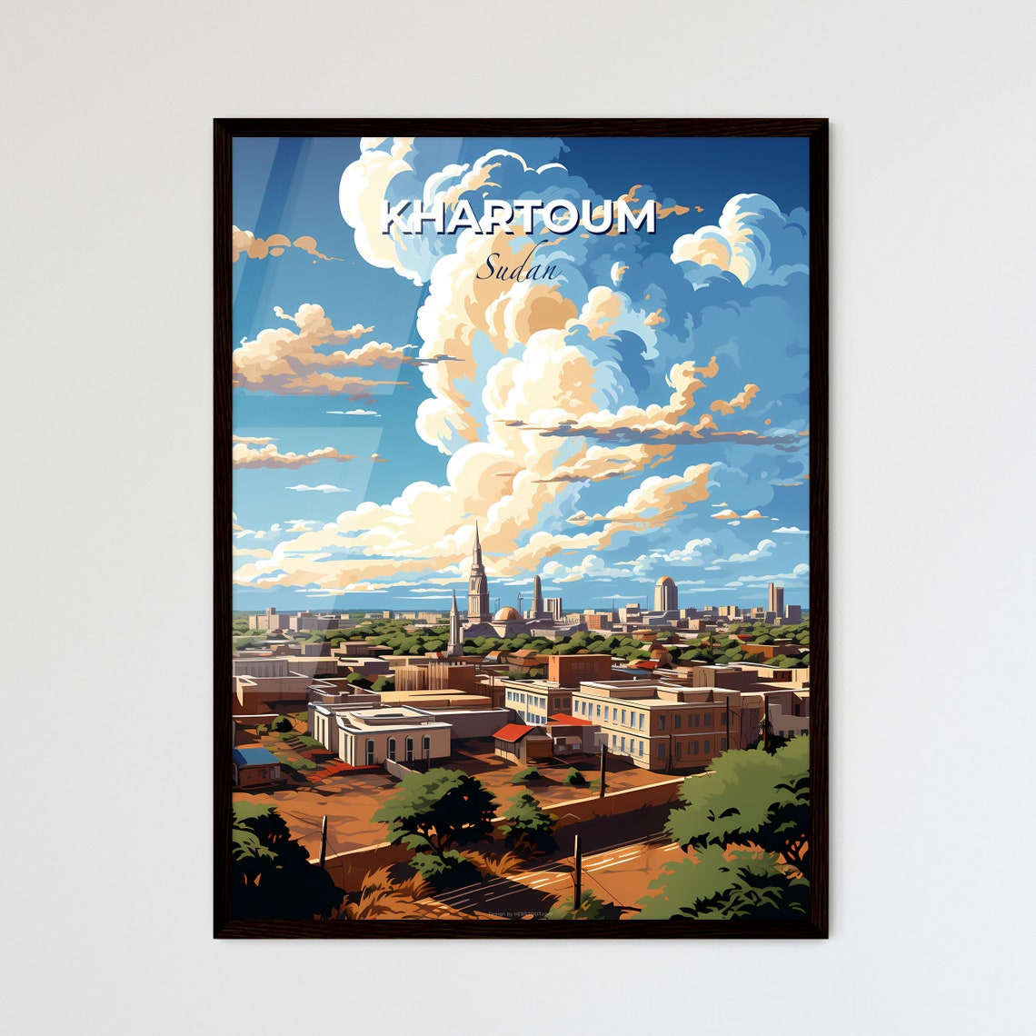 Khartoum Sudan City Skyline Minaret Cloudy Sky Travel Poster
