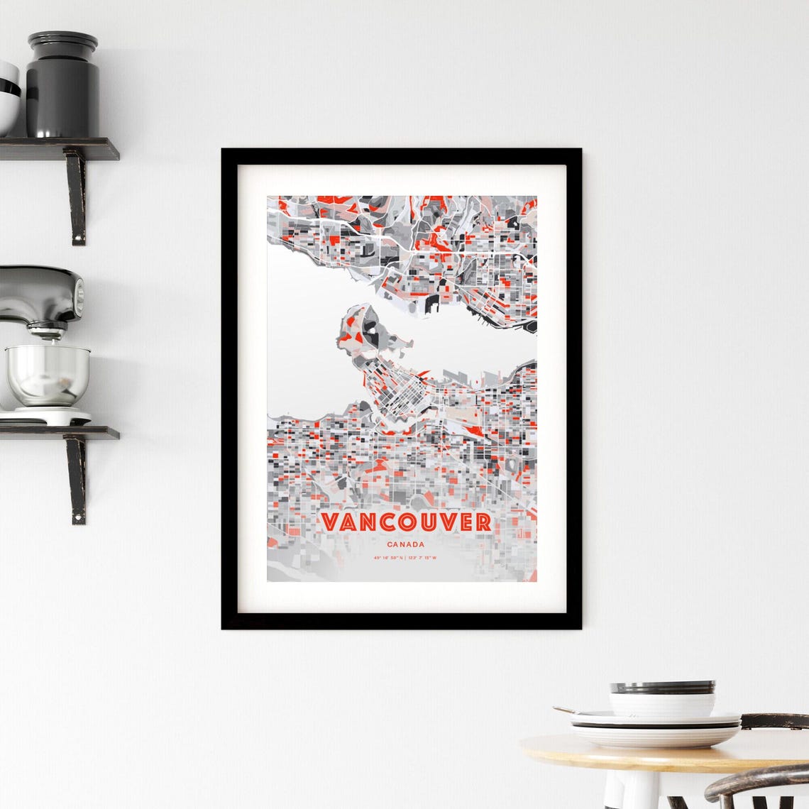 Vancouver Canada Bold Red Modern City Street Map Artwork Poster - Image 2