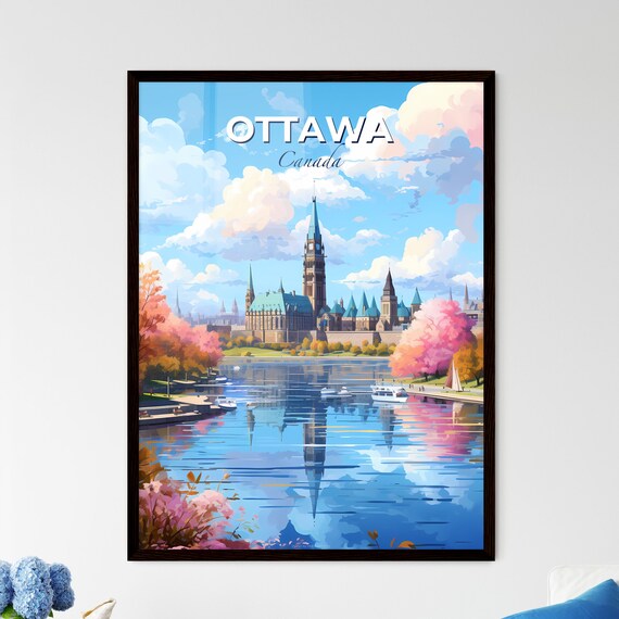 Ottawa Canada Parliament Hill Peace Tower Spring Travel Poster Art