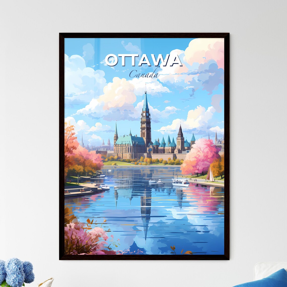 Ottawa Canada Parliament Hill Peace Tower Spring Travel Poster Art