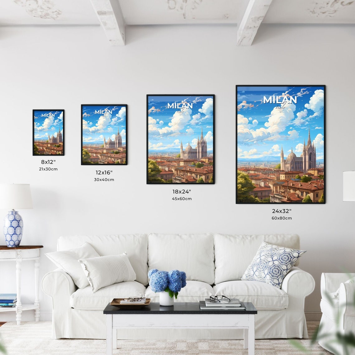 Milan Italy Duomo Cathedral Rooftops Old Town Skyline Poster - Image 3