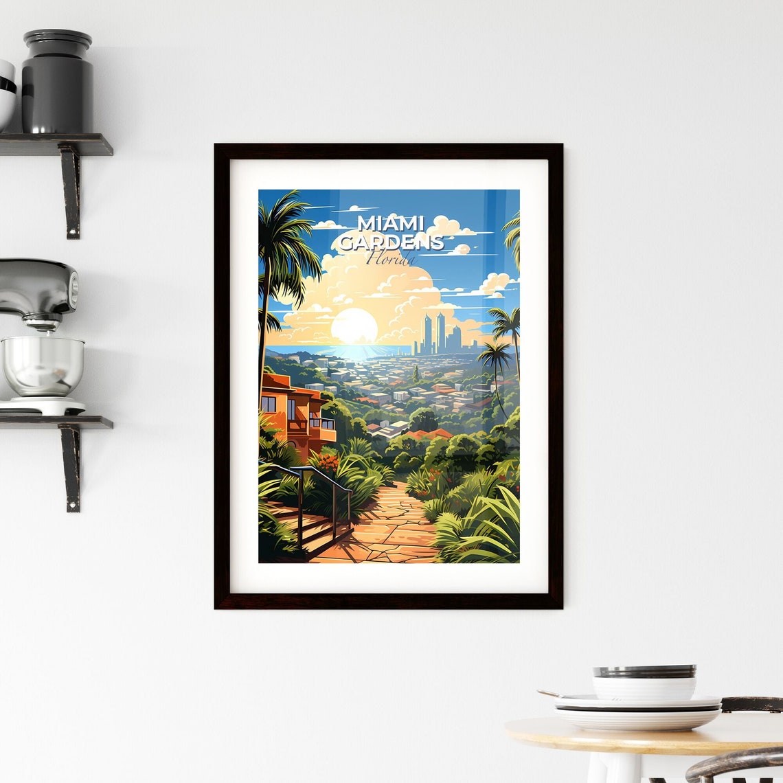 Miami Gardens Florida Hill View City Sunset Palm Villa Poster - Image 2