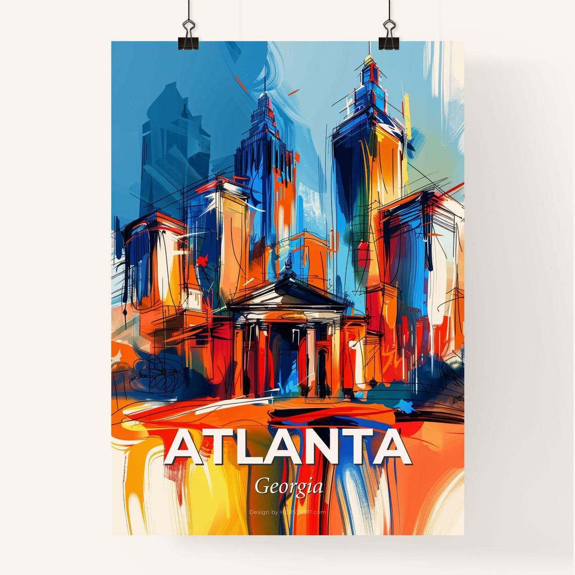 Atlanta Georgia Abstract Colorful Skyline Downtown Art Poster - Image 4