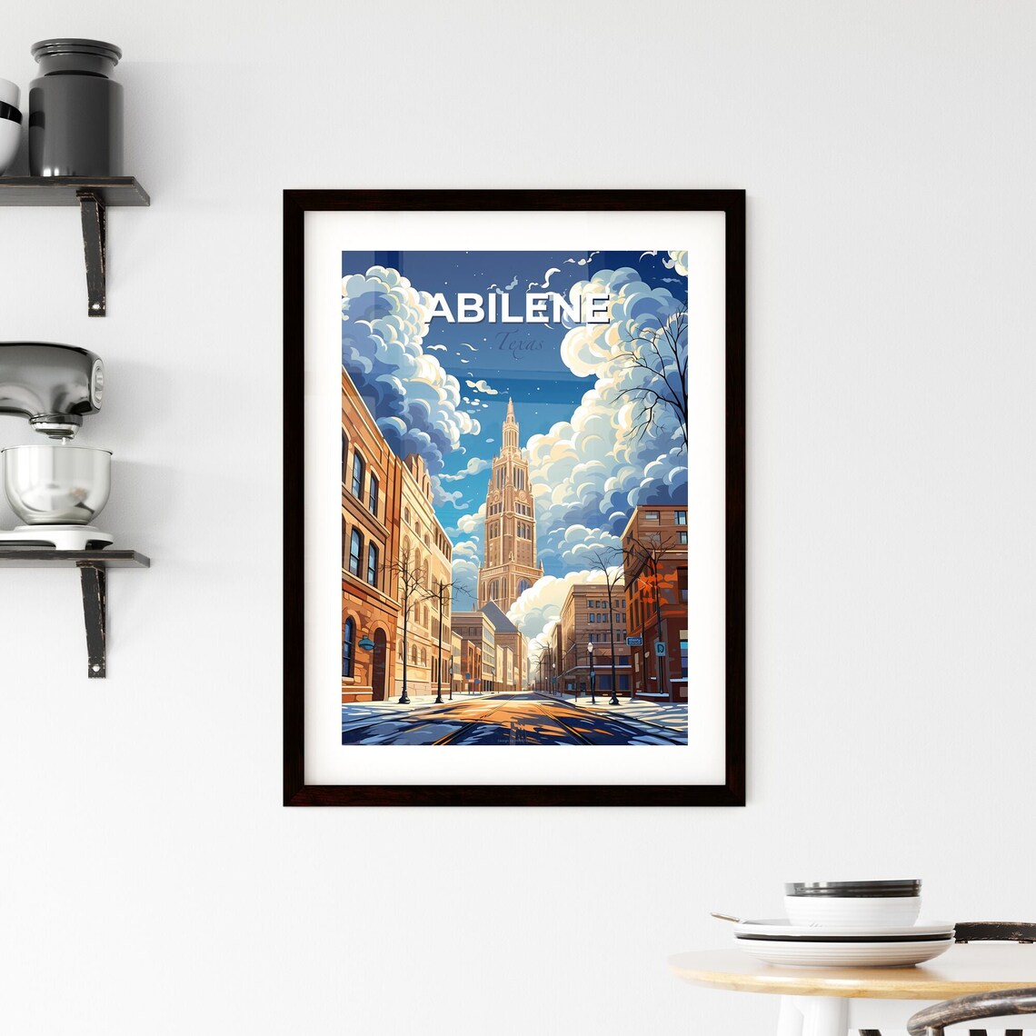 Abilene Texas Historic Downtown Tower Street Scene Travel Poster - Image 2