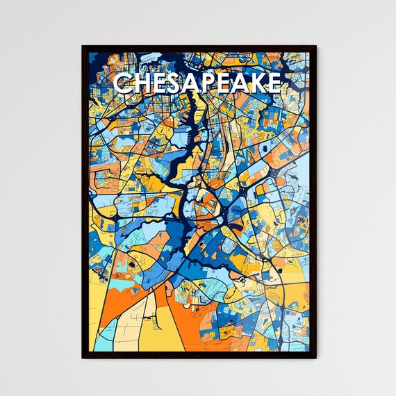 Chesapeake Virginia Colorful Geometric City Street Map Poster