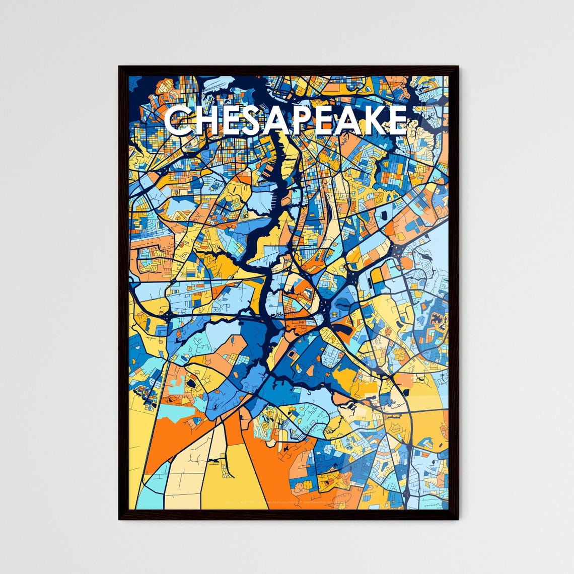 Chesapeake Virginia Colorful Geometric City Street Map Poster