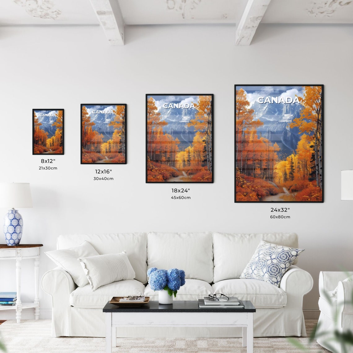 Canada Autumn Forest Golden Trees Snowy Peaks Vintage Travel Poster - Image 3