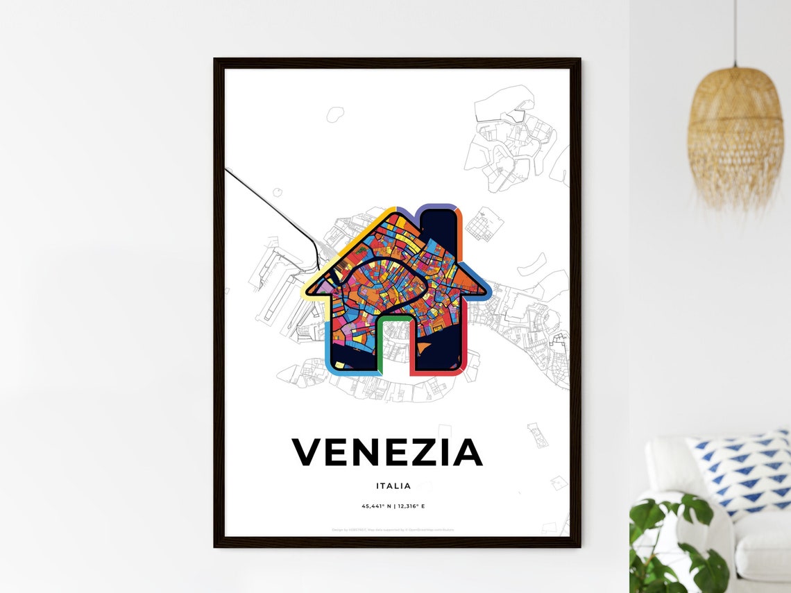 Venice Italy Minimalist Line Art Heart Shaped City Map Poster - Image 3