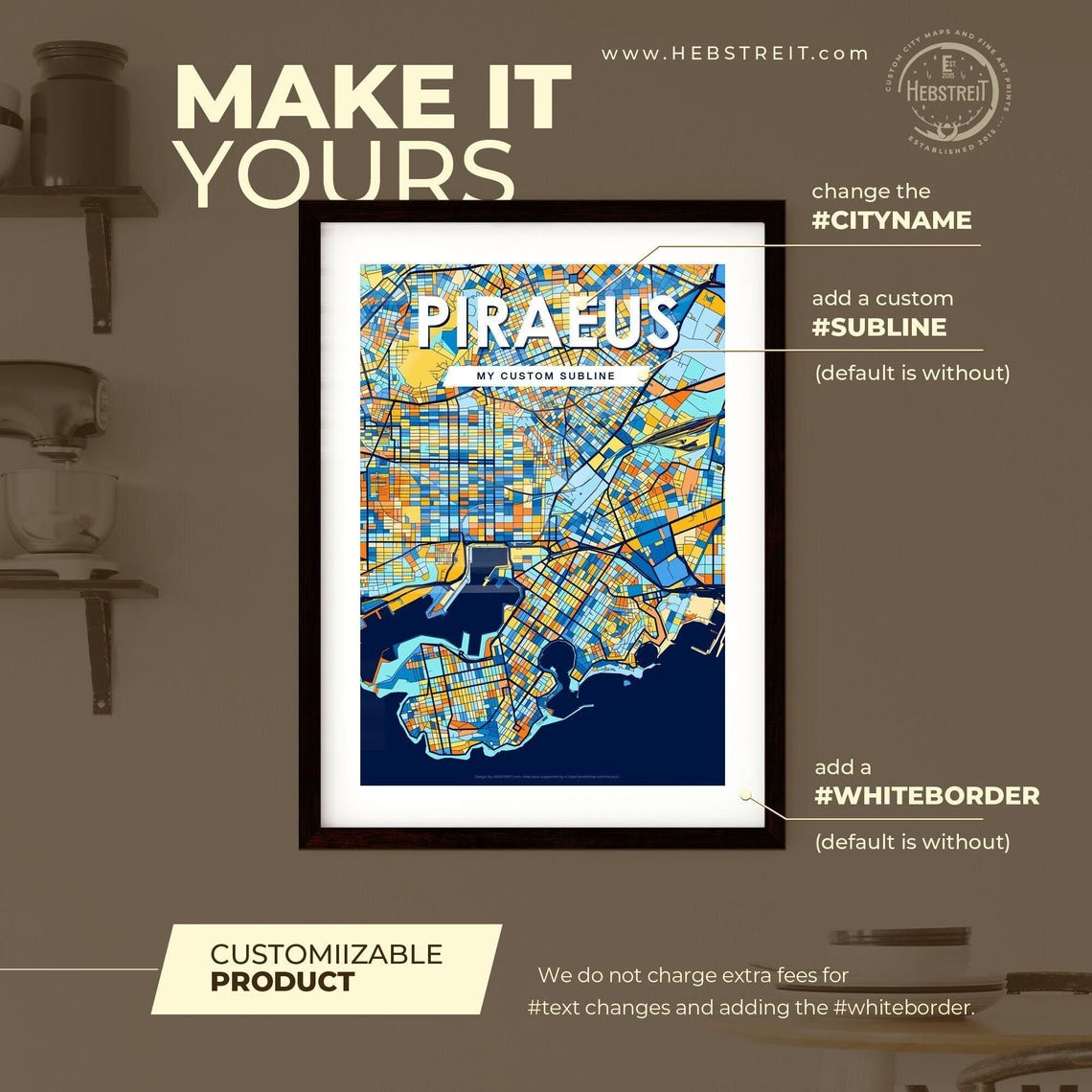Piraeus Greece Vibrant City Map Artwork Colorful Travel Decor Poster - Image 2