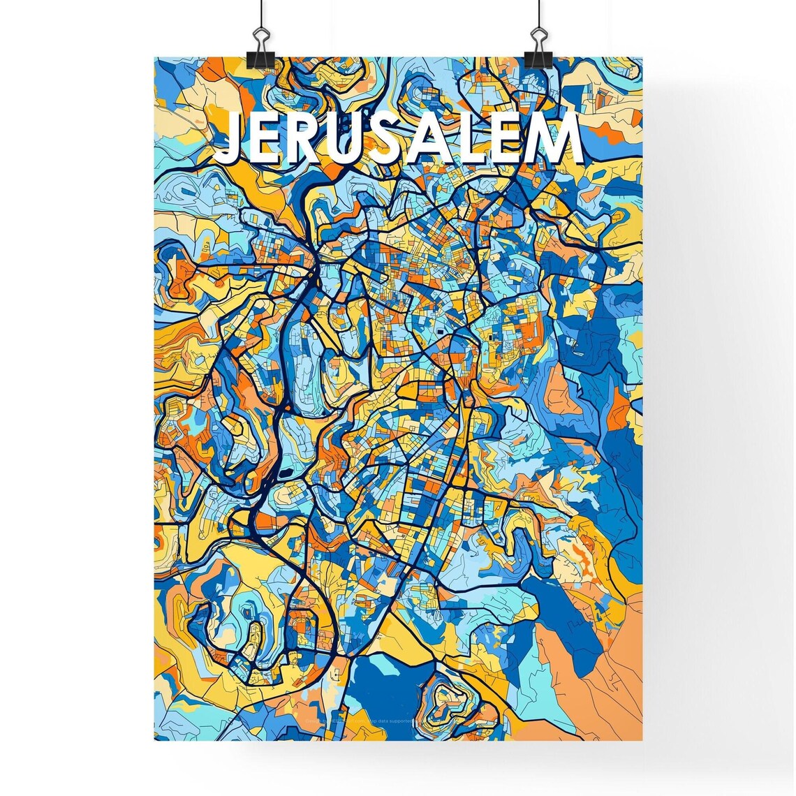Jerusalem Israel Colorful Modern City Street Map Travel Decor Poster - Image 4