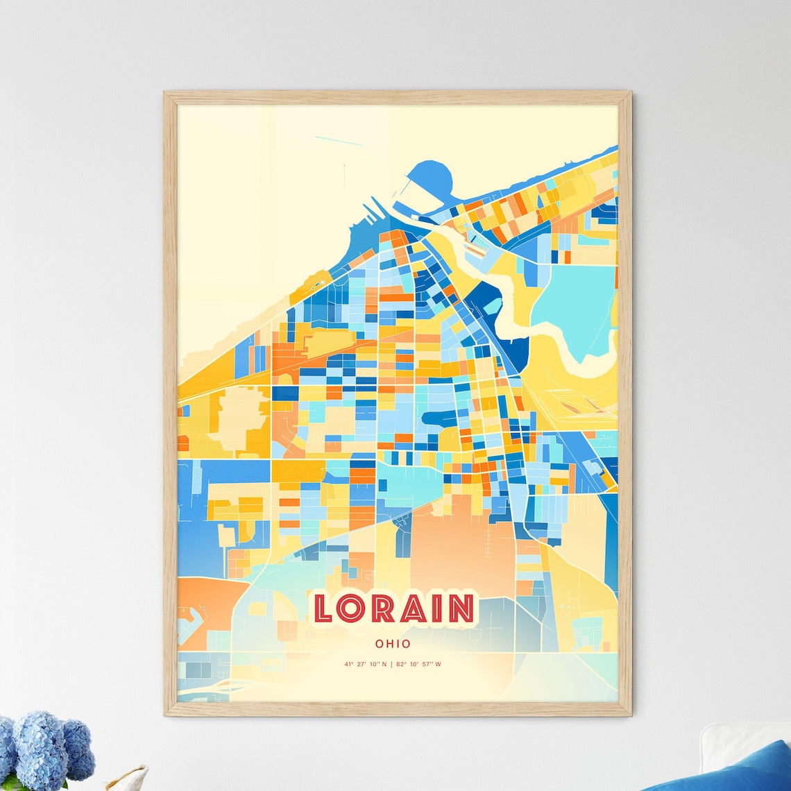 Abstract Lorain Ohio Modern Colorful City Street Map Art Poster - Image 3