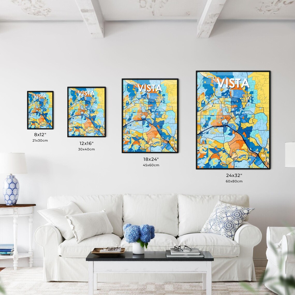 Colorful City Map Art Poster of Vista California for Home Decor - Image 3