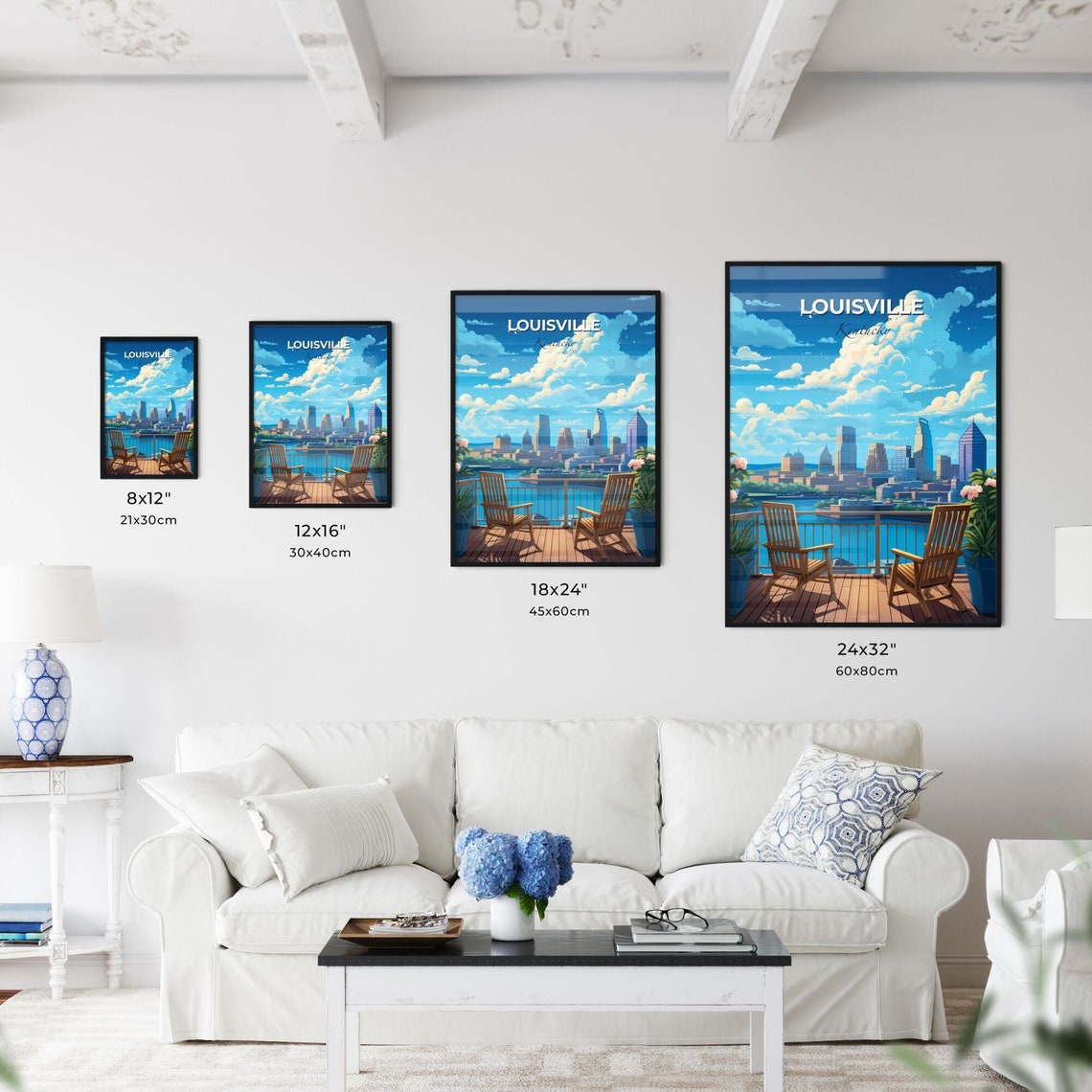 Louisville Kentucky Skyline Poster Deck View Ohio River Travel Art - Image 3