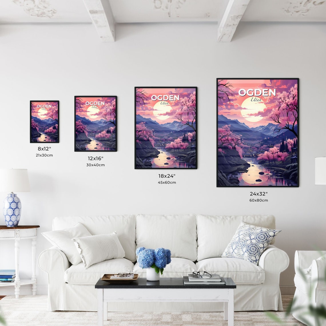 Ogden Utah Cherry Blossom Mountain River Vintage Travel Poster - Image 3