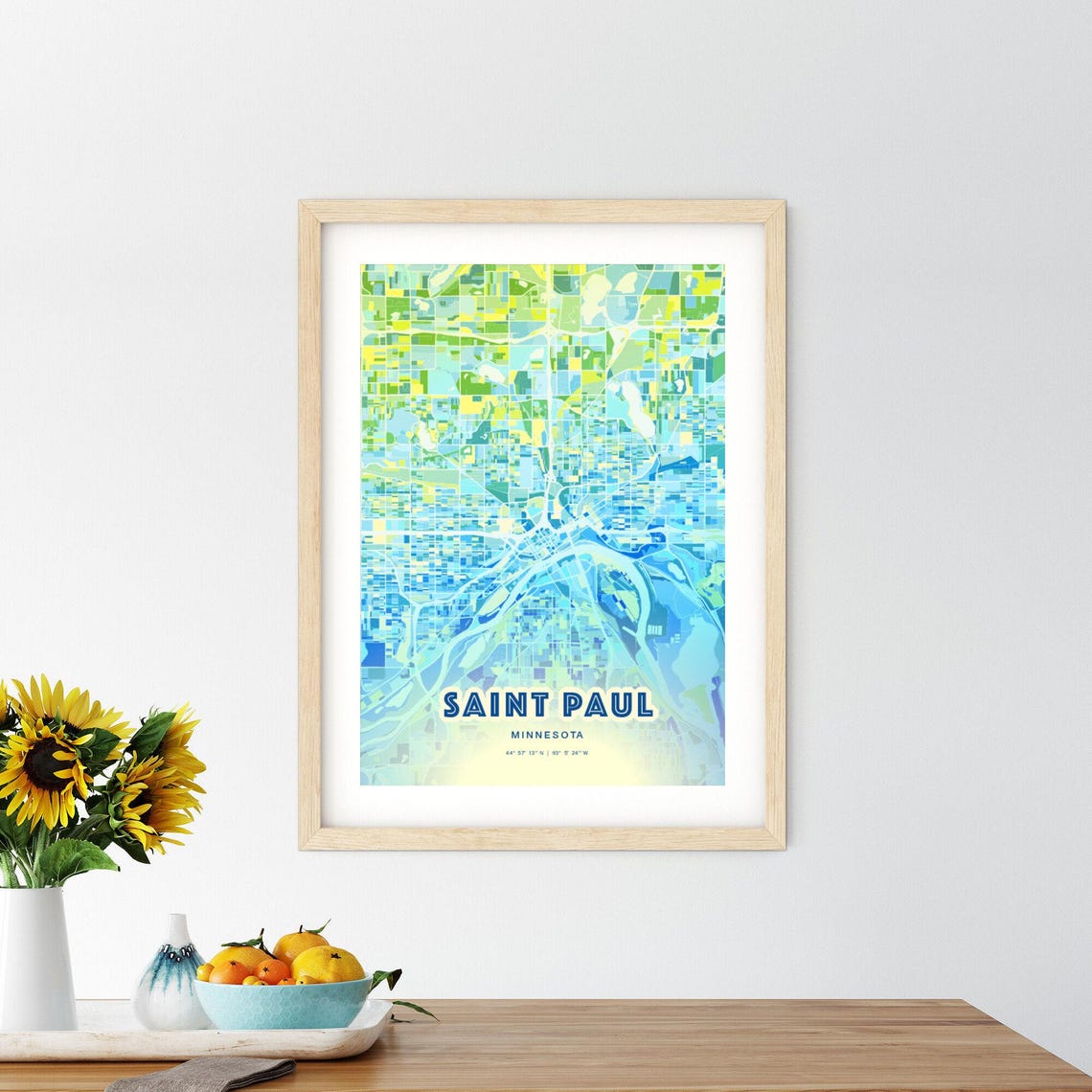 Saint Paul Minnesota Bluish Gradient City Map Art Poster Customizable - Image 2
