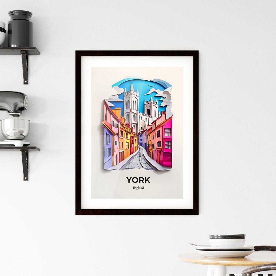 York England Historic Old Town Paper Cut Street Decor Poster - Image 2