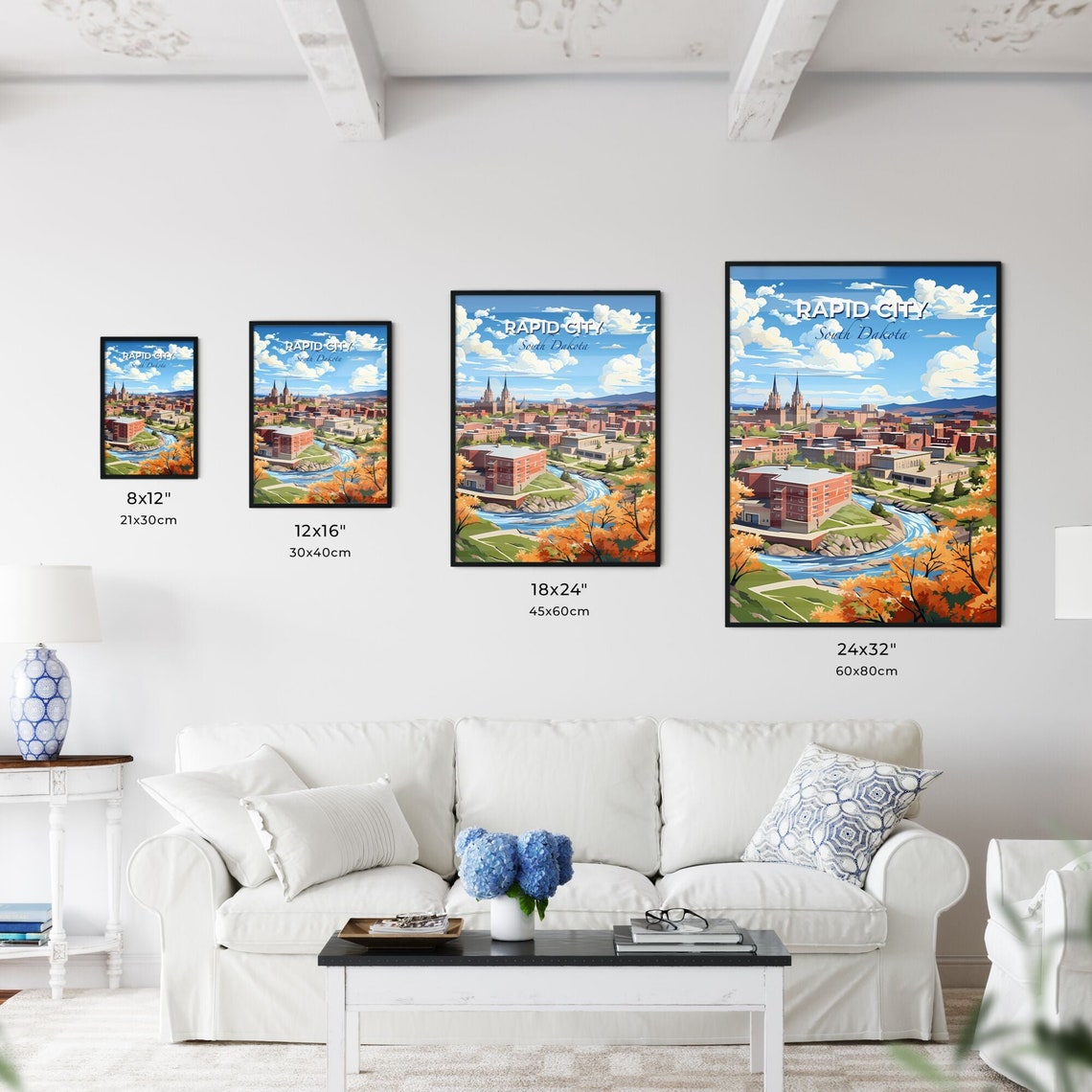 Rapid City South Dakota Autumn River Trees Sunny Cityscape Poster - Image 3