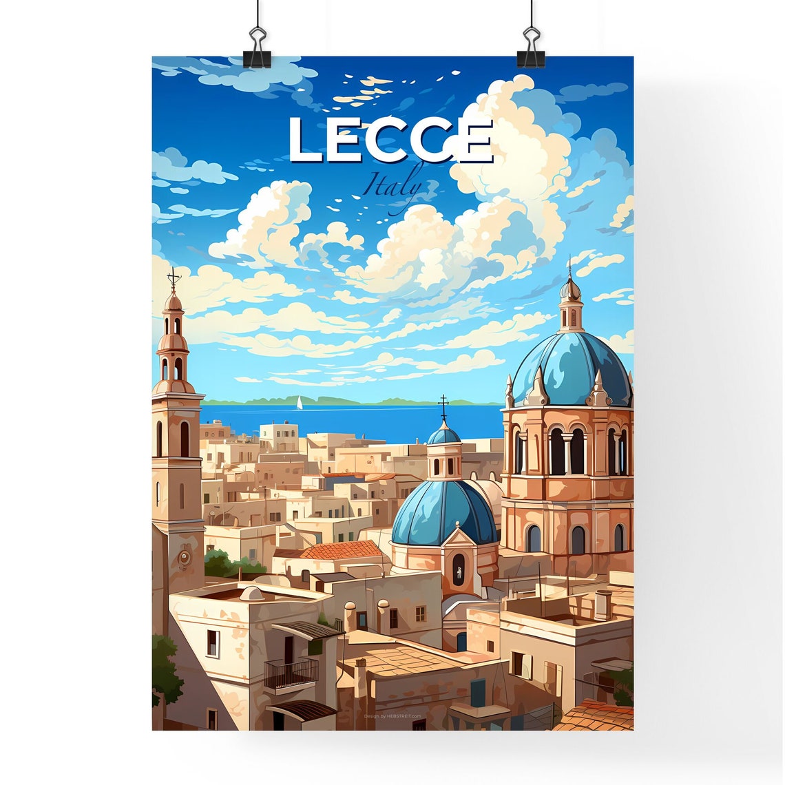 Lecce Italy Old Town Blue Domes Seaside Rooftop Scene Poster - Image 4