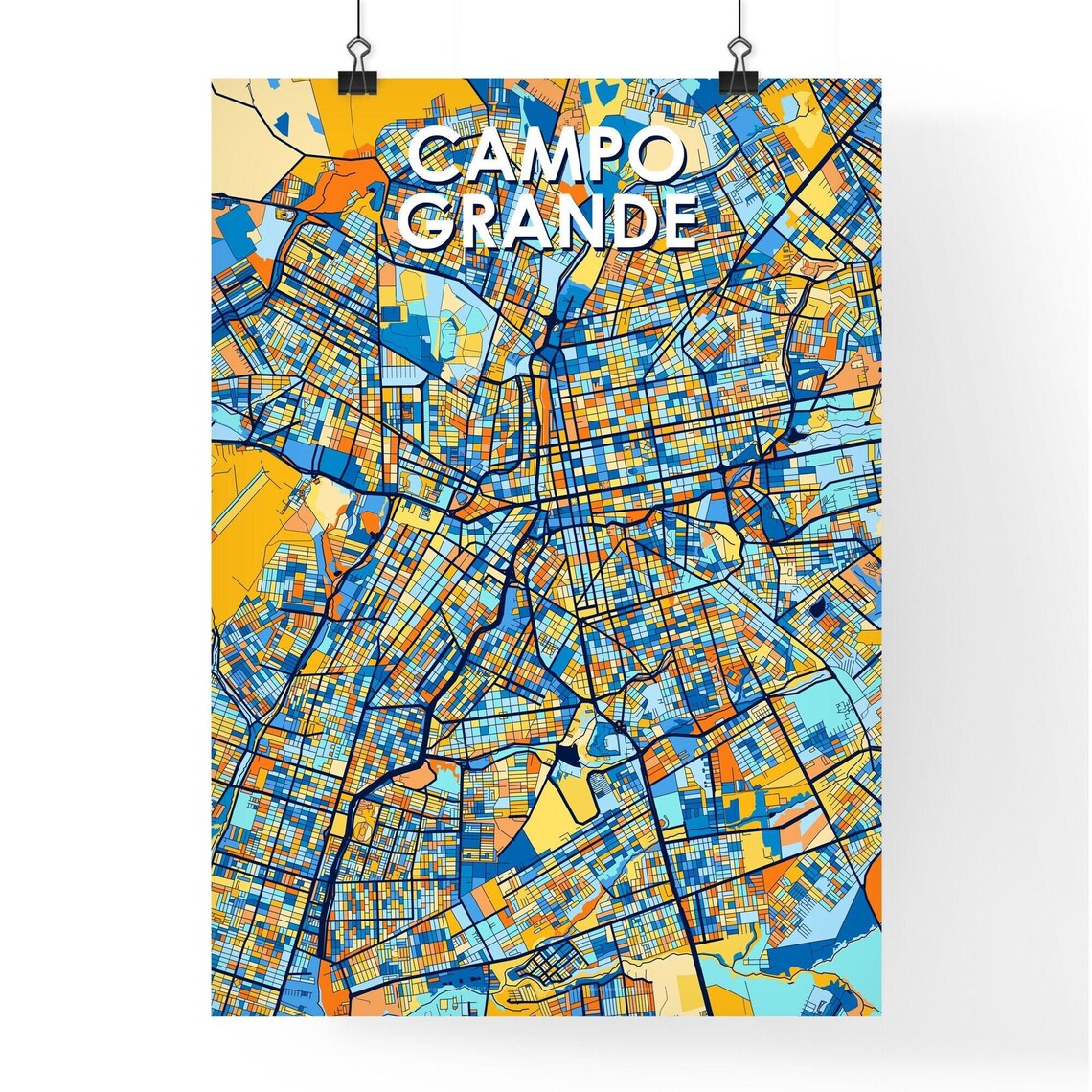 Campo Grande Brazil Colorful Modern City Street Map Travel Decor Poster - Image 4