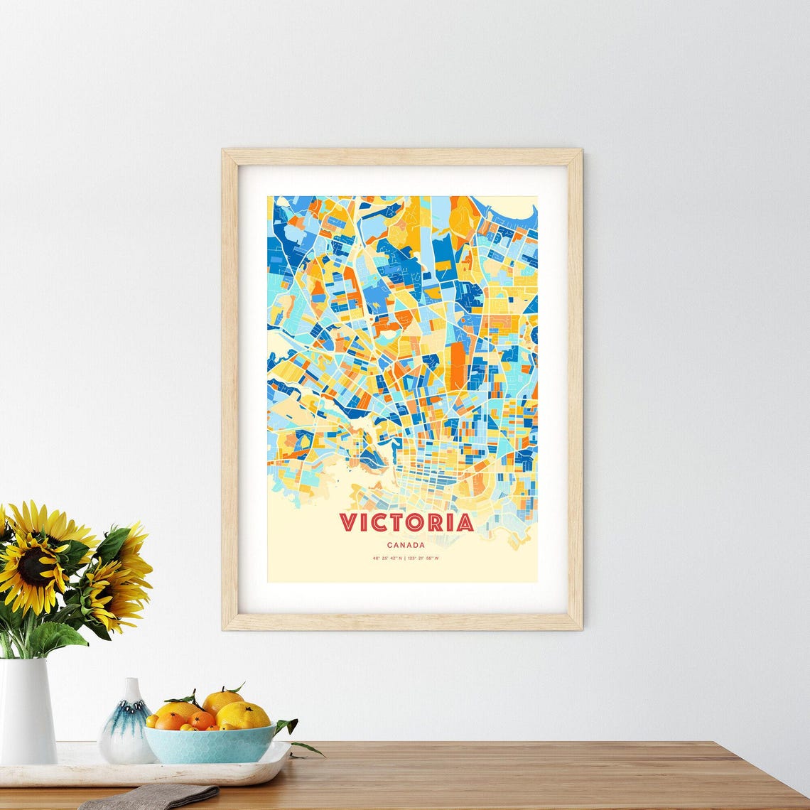 Victoria Canada Blue Orange Street Map Art Home Decor Poster - Image 2