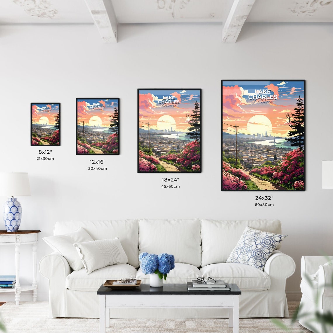 Lake Charles Louisiana Sunset Hilltop Blossom View Travel Poster - Image 3