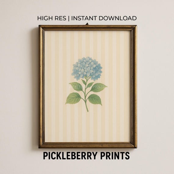 Hydrangea Wall Art French Country Floral Print Vintage Nancy Meyers Grandmillenial Decor Botanical