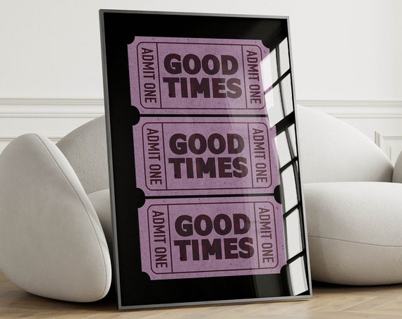Good Times Ticket Bar Cart Decor 70s Art Print Grunge Room Decor Extra Large Wall Art Bar Cart Art Print Grunge Posters Funky Wall Decor