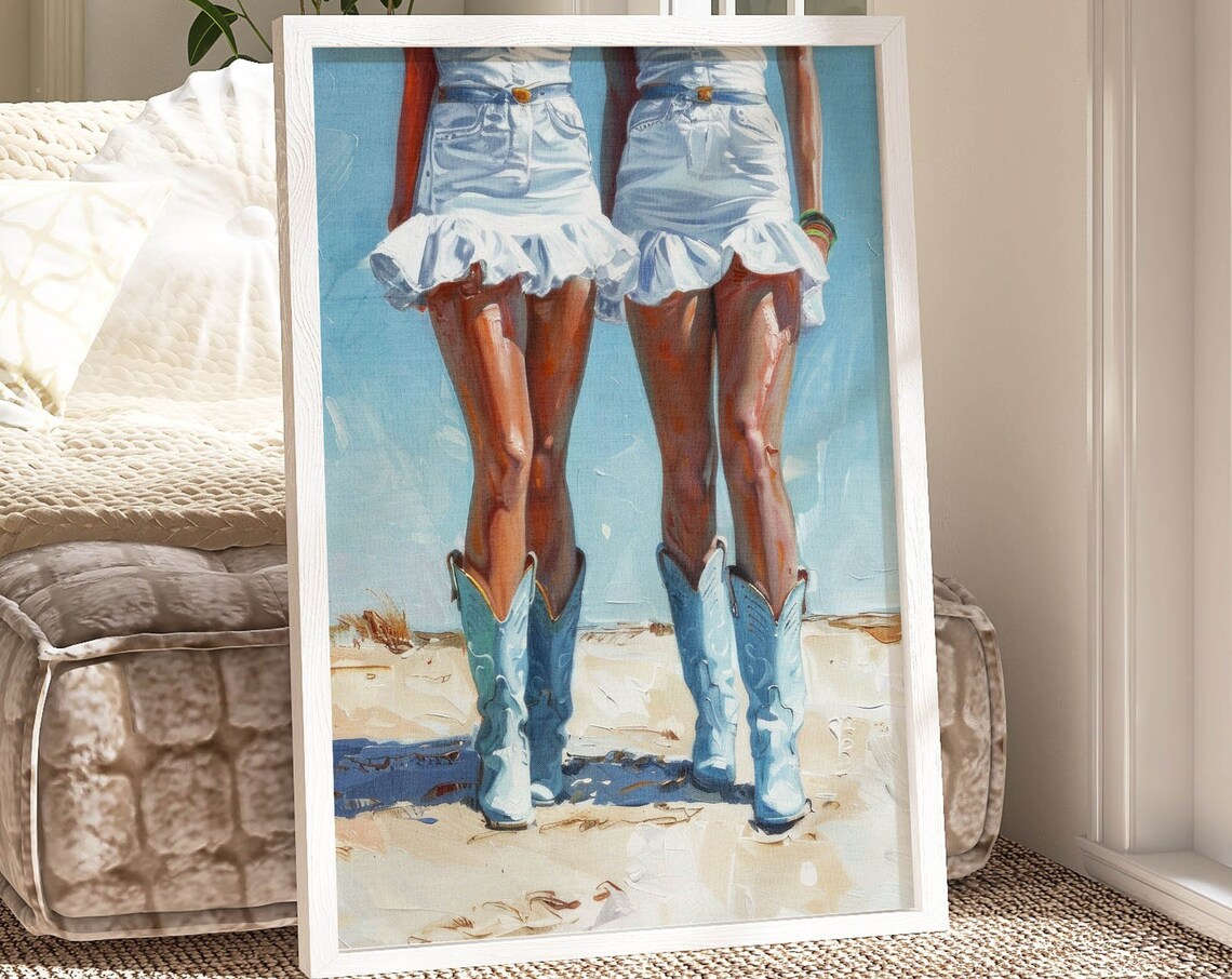 Coastal Cowgirl Western Artwork, Beach Wall Art