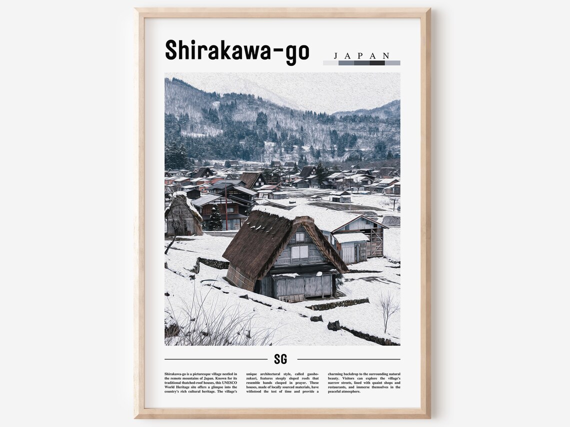 Shirakawa-go Japan Snowy Village Gassho Houses Winter Poster