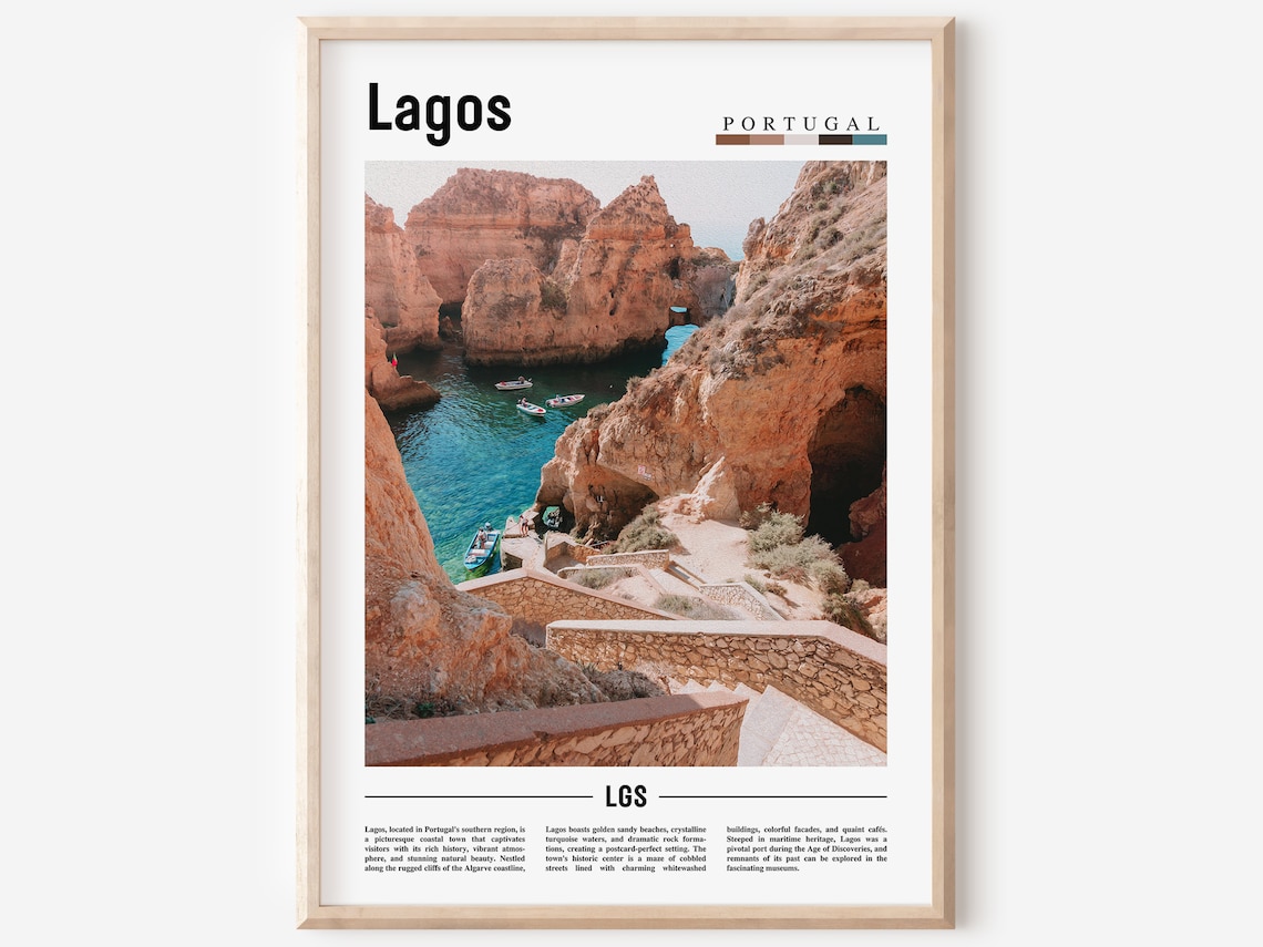 Lagos Portugal Dramatic Cliffs Cove Algarve Coast Travel Poster
