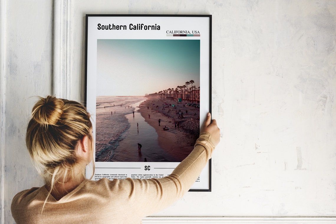 Southern California Poster Southern California Print Southern California Wall Art Minimal Travel Print Oil Painting Poster - Image 2