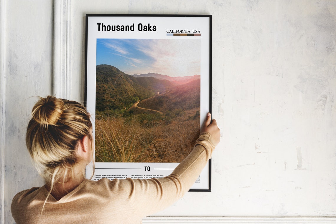 Thousand Oaks California Golden Canyon Sunset Hills Travel Poster - Image 2