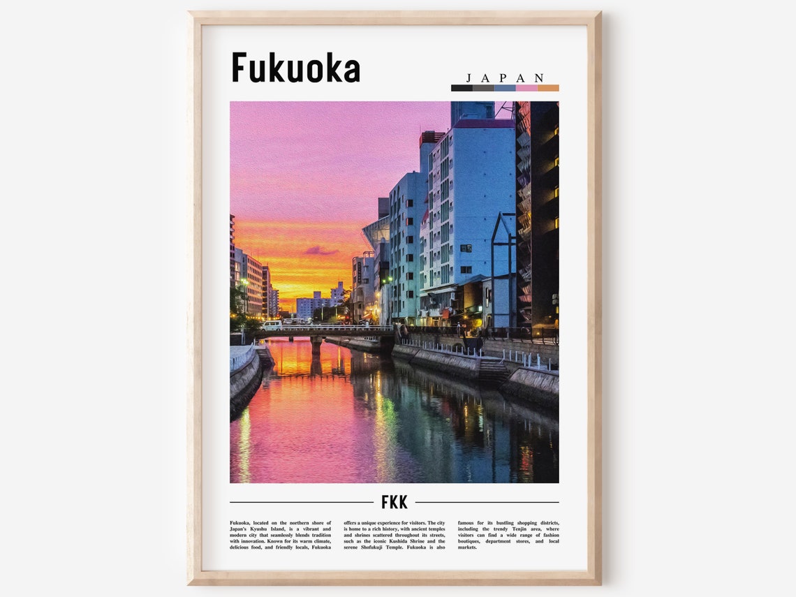 Fukuoka Poster Fukuoka Print Fukuoka Wall Art Asia Print Asia Poster Asia Photo Minimal Travel Poster