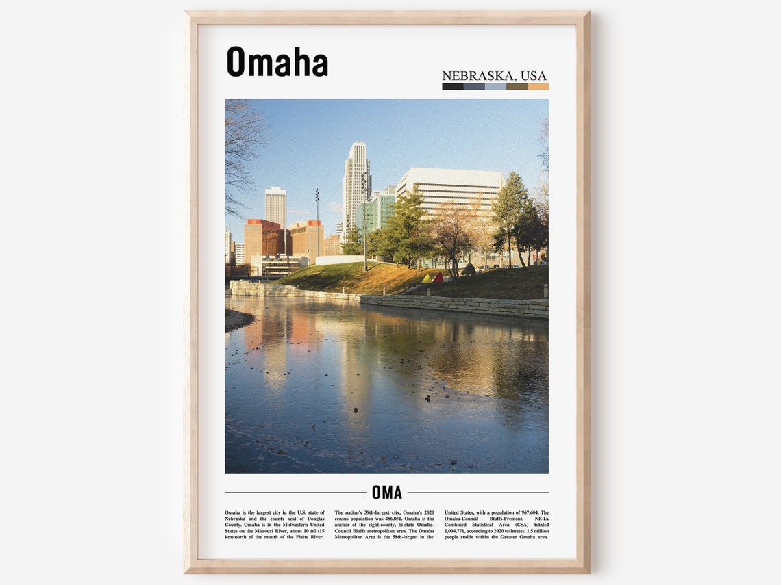 Omaha Nebraska Downtown Skyline River Reflection Photo Poster