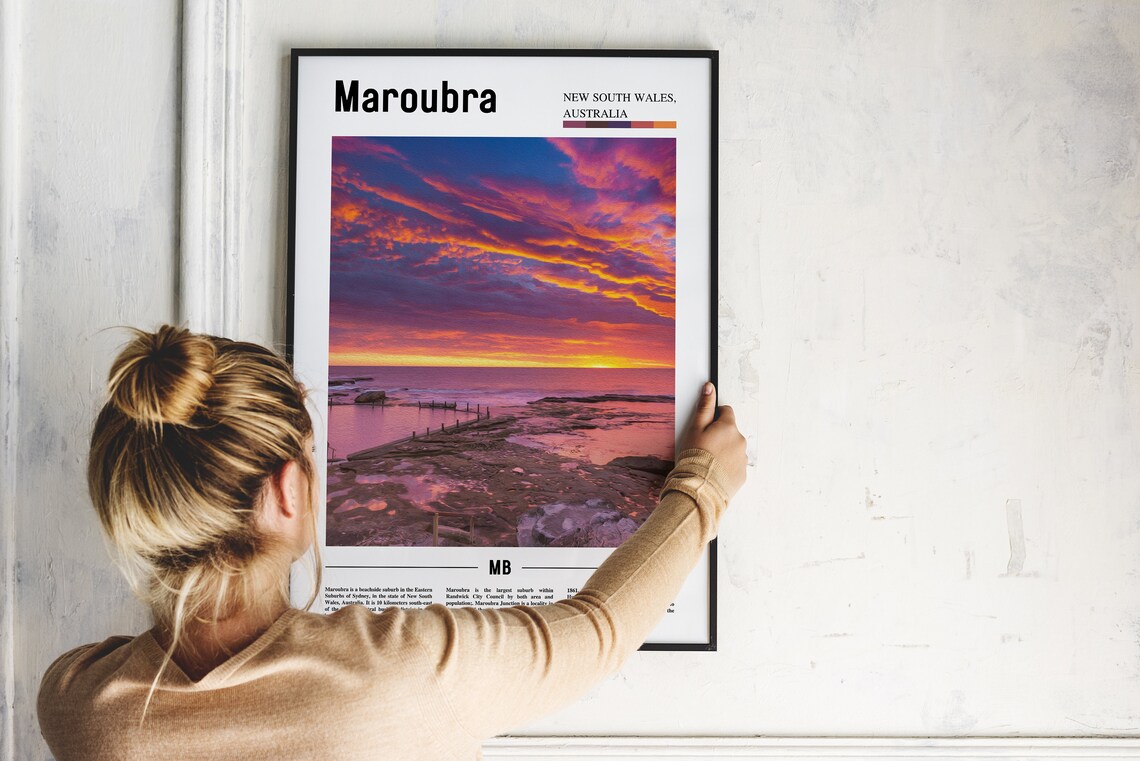 Maroubra Australia Sydney Sunset Beach Pink Sky Travel Poster - Image 2