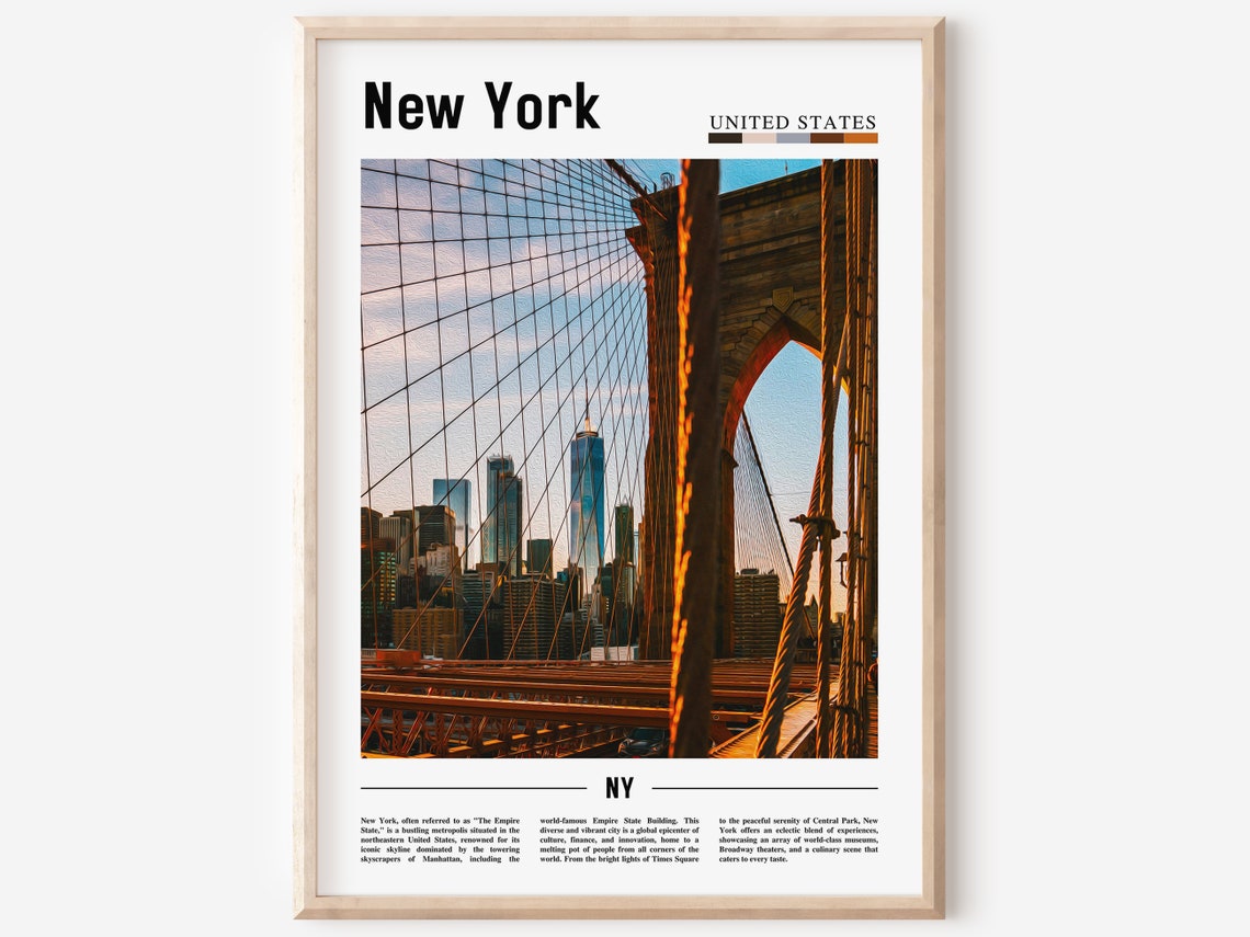 New York Brooklyn Bridge Manhattan Skyline Evening Glow Poster