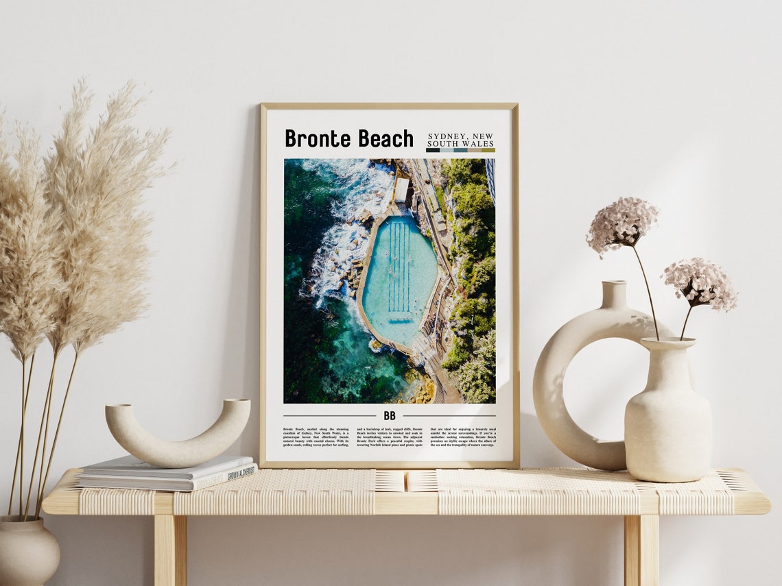 Bronte Beach Sydney Ocean Pool Aerial Coast Australia Travel Poster - Image 3