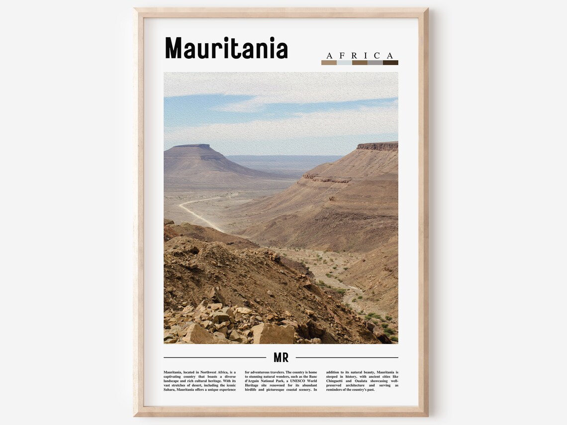 Mauritania Sahara Desert Canyon Landscape Africa Photo Poster