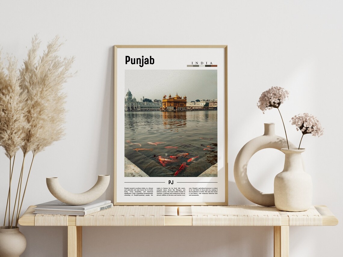 Punjab India Golden Temple Amritsar Sacred Pond Travel Poster - Image 3