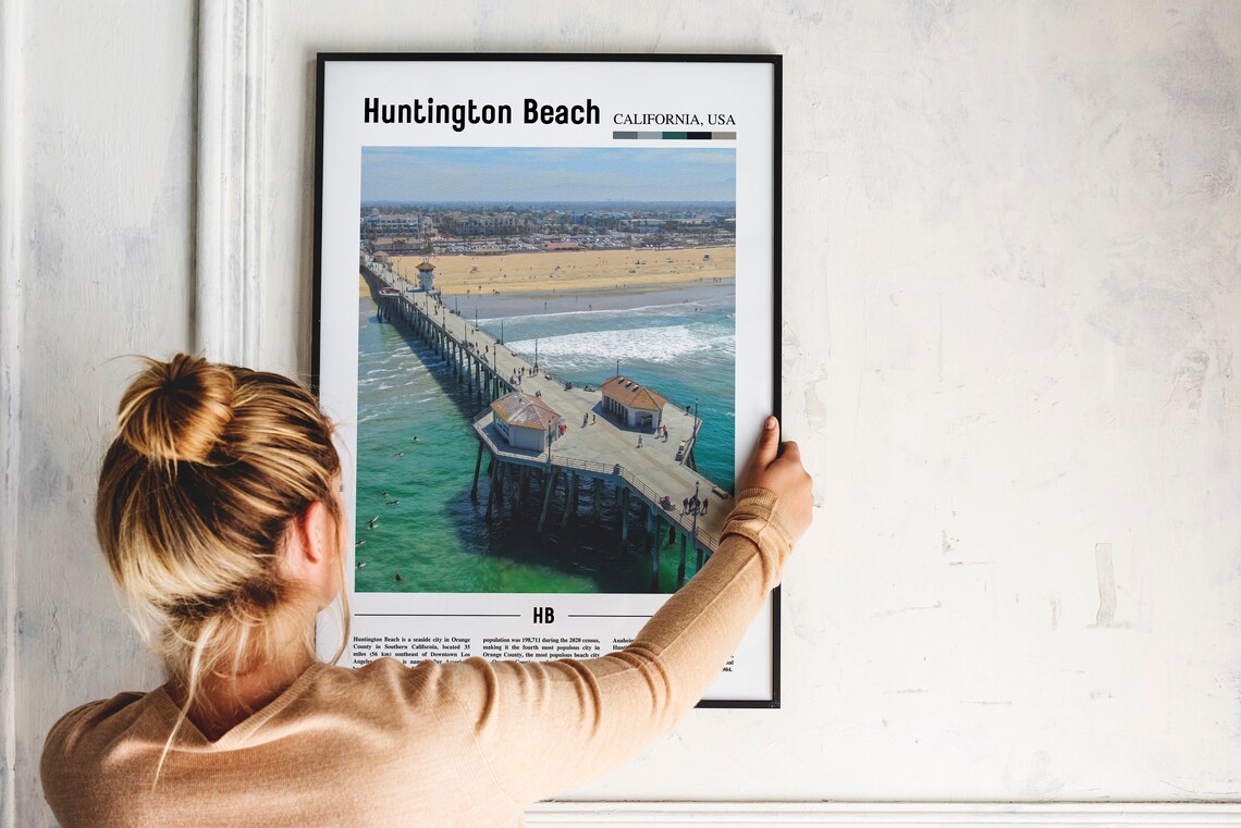 Huntington Beach Travel Poster, City Artwork - Image 2